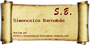 Simoncsics Barnabás névjegykártya